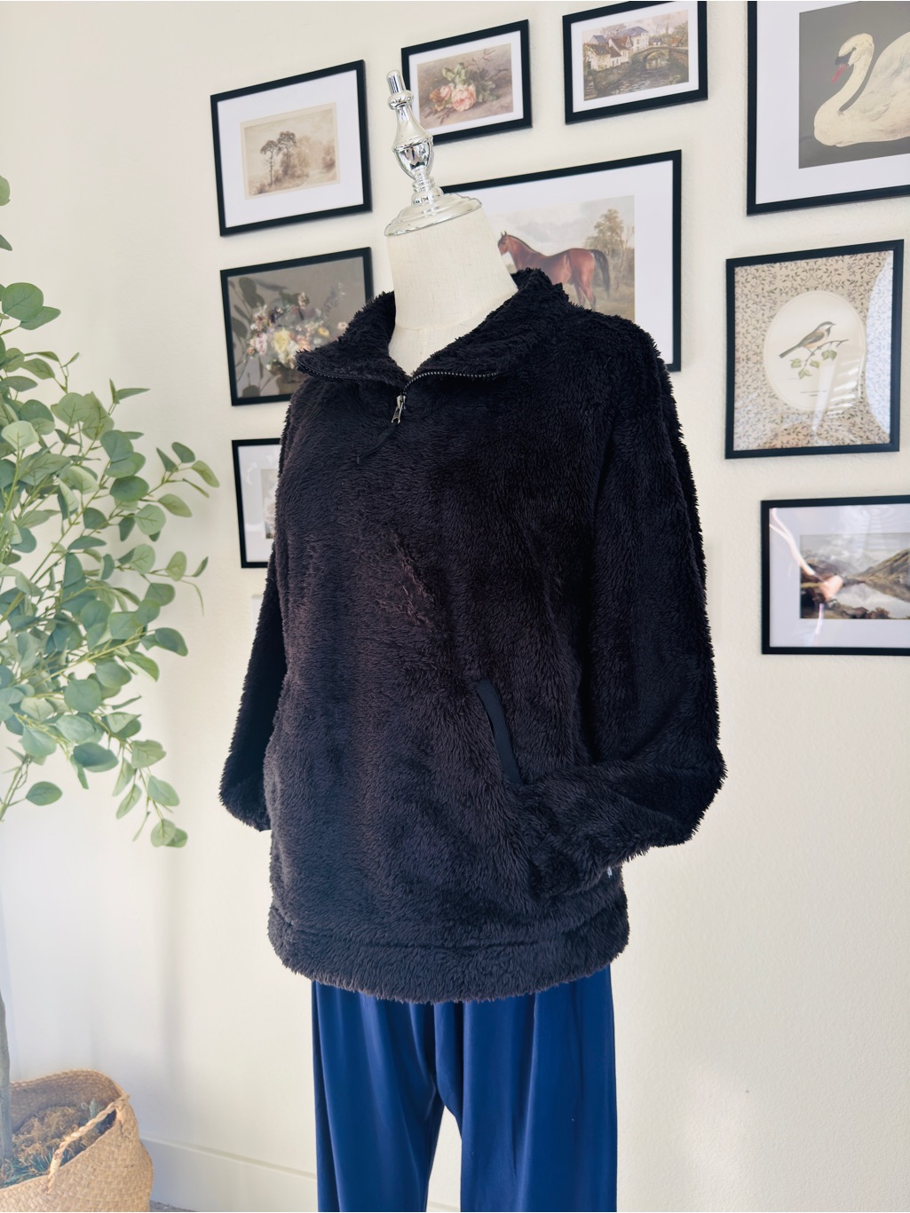 The North Face Black Plush Half-Zip Cowl Pullover